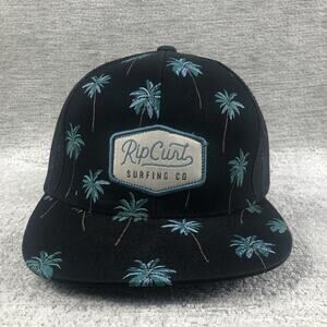 Rip Curl Palm Cruise Trucker Hat Black Turquoise Palm Tree Mesh Snapback Cap OS